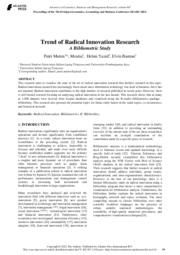 (PDF) Trend of Radical Innovation Research
