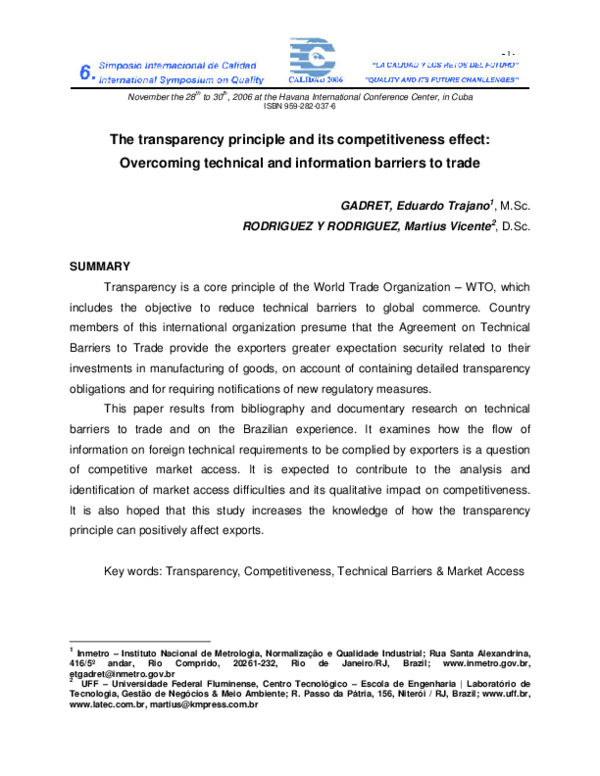 (PDF) The transparency principle and its competitiveness effect ...