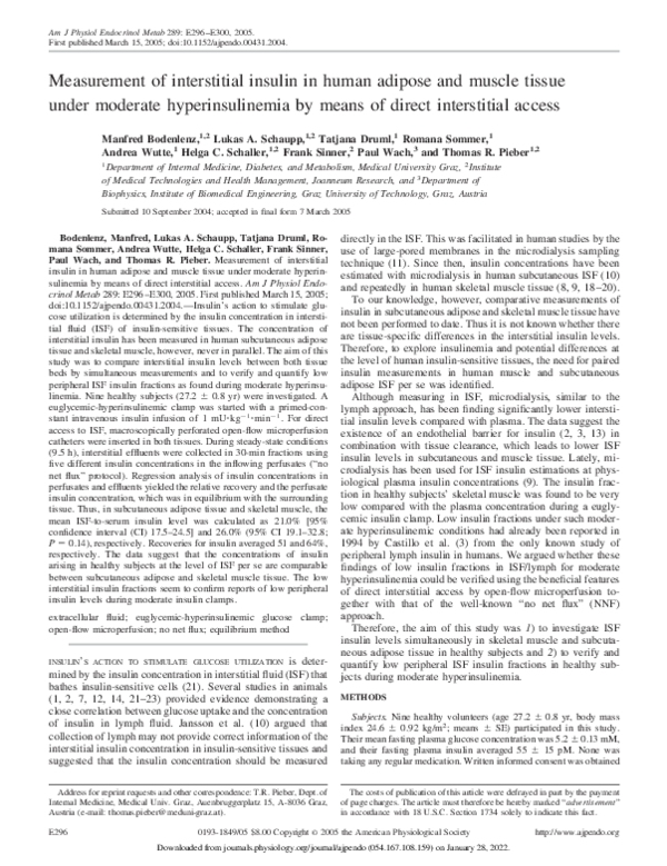 (PDF) Measurement of interstitial insulin in human adipose and muscle ...