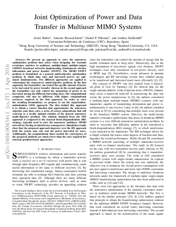 (PDF) Joint Optimization of Power and Data Transfer in Multiuser MIMO ...