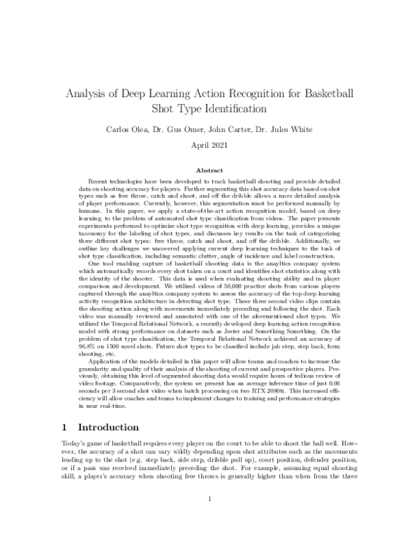 (PDF) Analysis of Deep Learning Action Recognition for Basketball Shot ...
