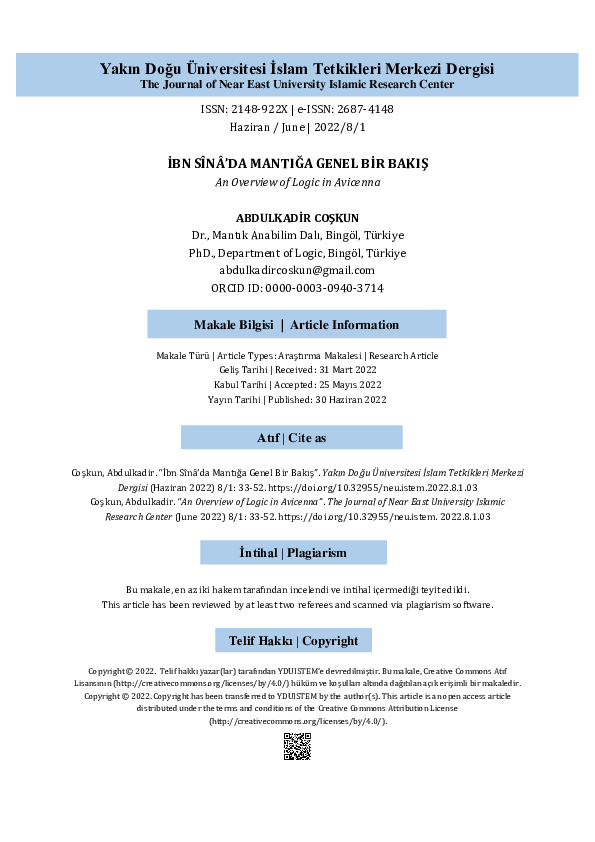 (PDF) An Overview of Logic in Avicenna
