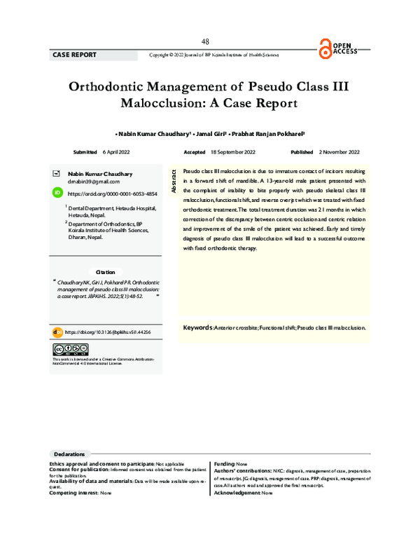 Pseudo Class Iii Malocclusion