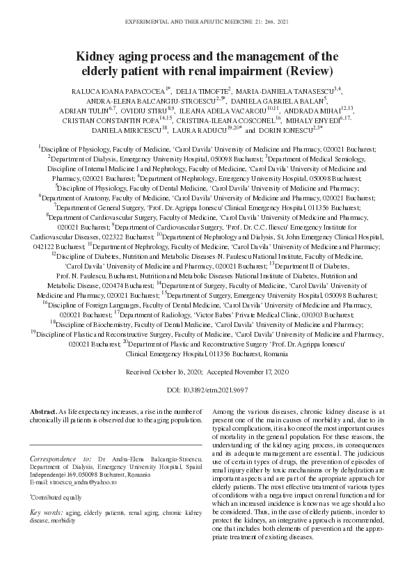(PDF) Kidney aging process and the management of the elderly patient ...