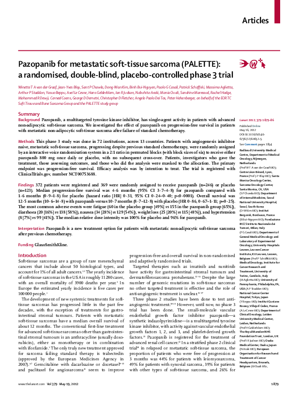 (PDF) Pazopanib for metastatic softtissue (PALETTE) a