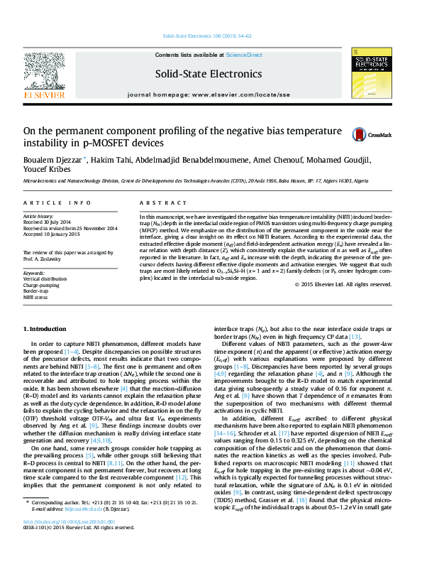 (PDF) On the permanent component profiling of the negative bias ...