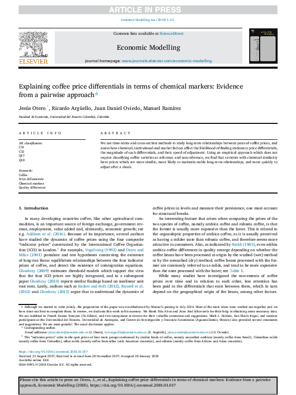 (PDF) Explaining coffee price differentials in terms of chemical