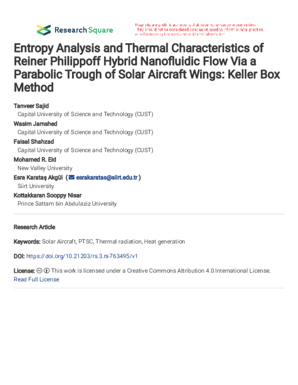 (PDF) Entropy Analysis and Thermal Characteristics of Reiner Philippoff ...