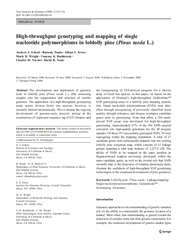 (PDF) High-throughput genotyping and mapping of single nucleotide ...