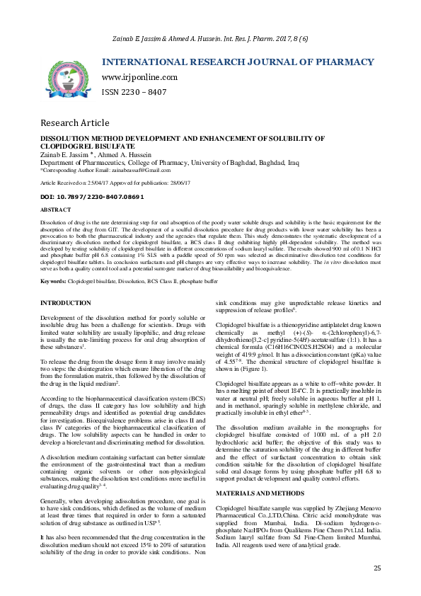 (PDF) Dissolution Method Development and Enhancement of Solubility of ...