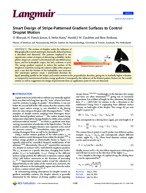 (PDF) Smart Design of Stripe-Patterned Gradient Surfaces to Control ...