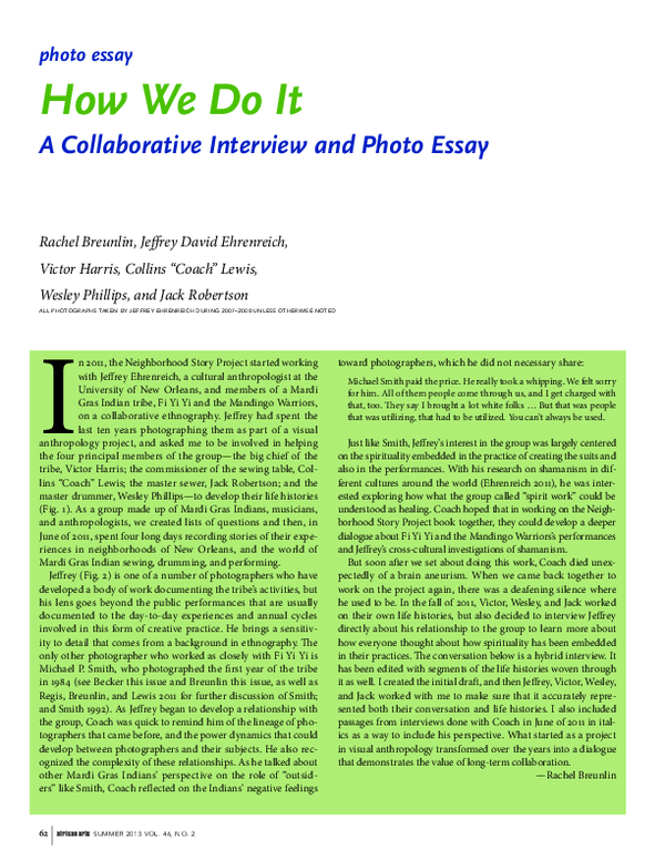 (PDF) How We Do It: A Collaborative Interview and Photo Essay