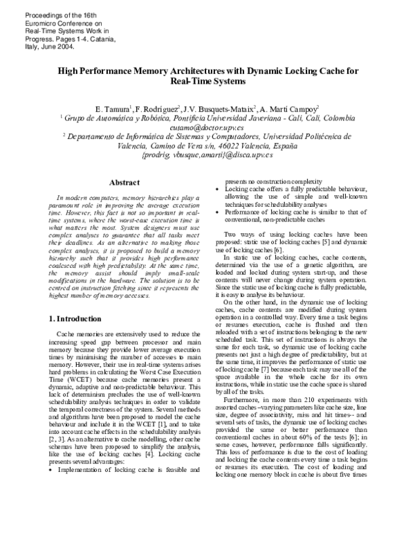 (PDF) High performance memory architectures with dynamic locking cache ...