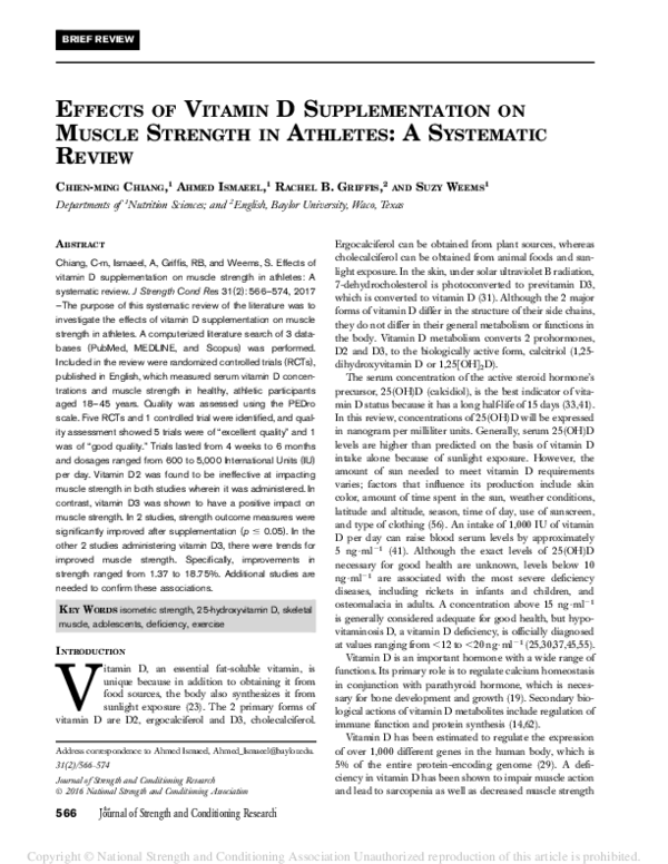 (PDF) Effects of Vitamin D Supplementation on Muscle Strength in ...