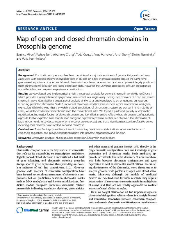 (PDF) Map of open and closed chromatin domains in Drosophila genome