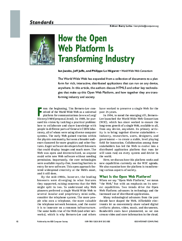 (PDF) How the Open Web Platform Is Transforming Industry