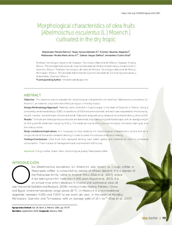 (PDF) Morphological characteristics of okra fruits [Abelmoschus ...