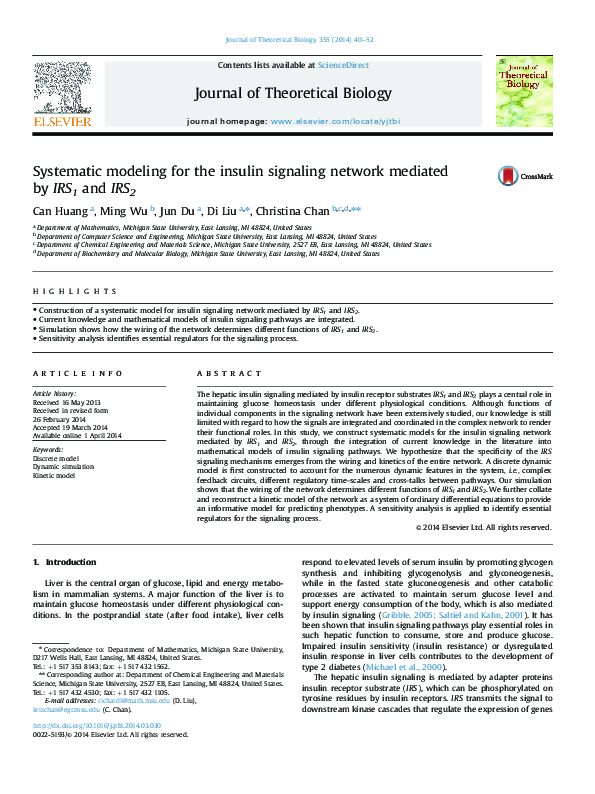 (PDF) Systematic modeling for the insulin signaling network mediated by ...