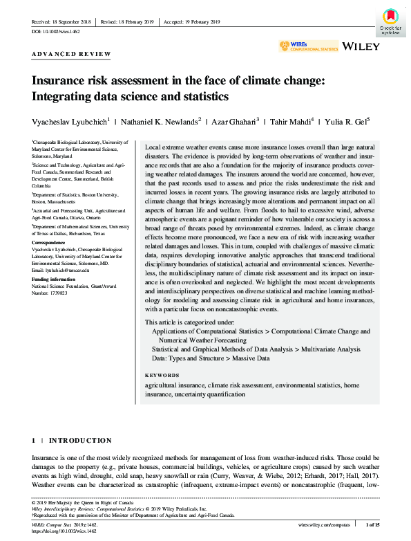 (PDF) Insurance risk assessment in the face of climate change ...