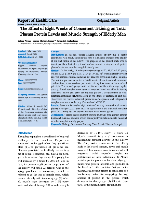 (PDF) The Effect of Eight Weeks of Concurrent Training on Total Plasma ...
