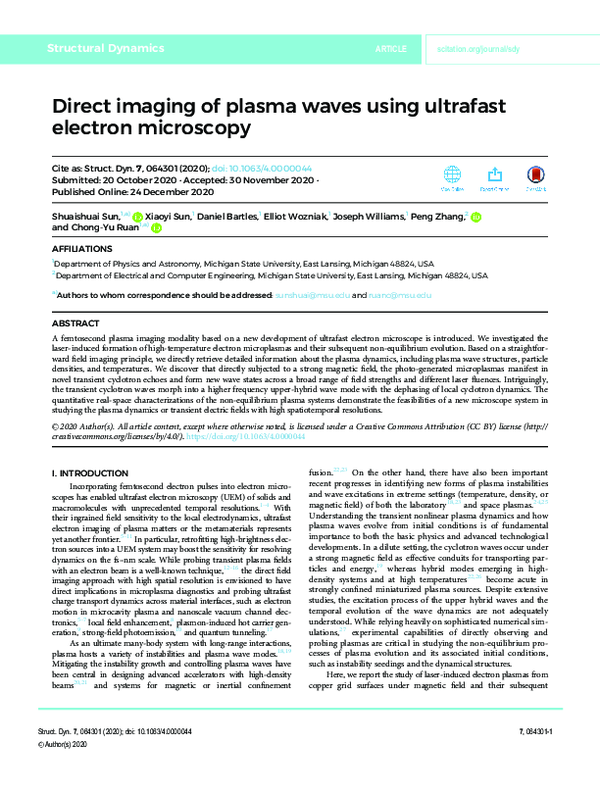 (PDF) Direct imaging of plasma waves using ultrafast electron microscopy