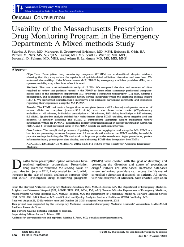(PDF) Usability of the Massachusetts Prescription Drug Monitoring ...