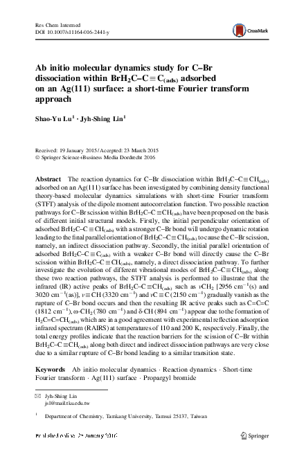 (PDF) Ab initio molecular dynamics study for C–Br dissociation within ...