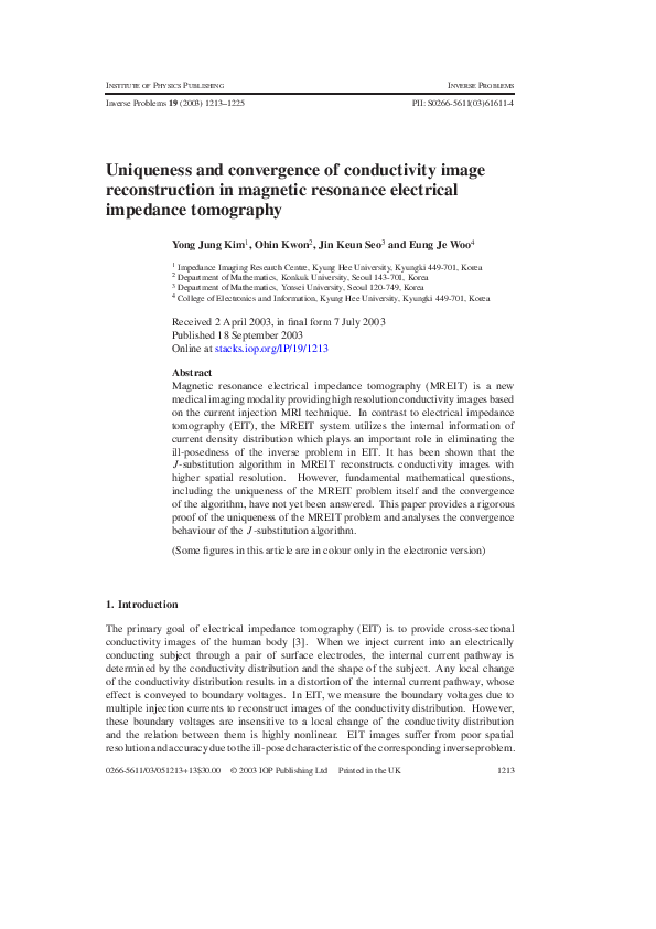 (PDF) Uniqueness and convergence of conductivity image reconstruction ...