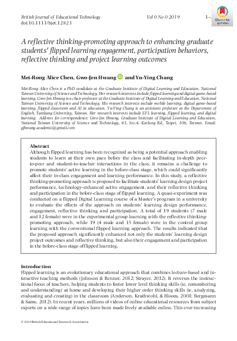 (PDF) A reflective thinking‐promoting approach to enhancing graduate ...