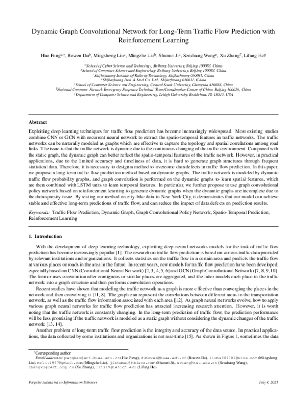 (PDF) Dynamic graph convolutional network for long-term traffic flow ...