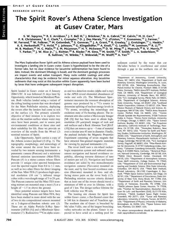 (PDF) The Spirit Rover's Athena Science Investigation at Gusev Crater, Mars