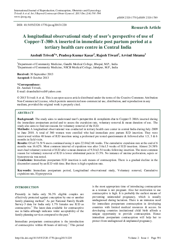 (PDF) A longitudinal observational study of user's perspective of use ...