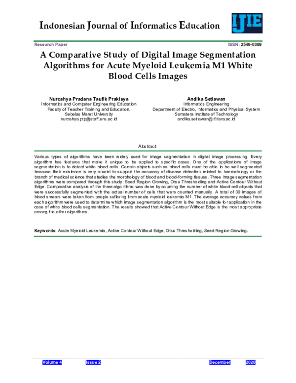 (PDF) A Comparative Study of Digital Image Segmentation Algorithms for ...