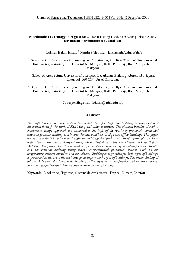 (PDF) Bioclimatic Technology in High Rise Office Building Design: A ...