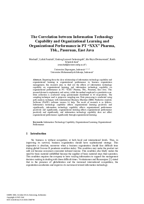 (PDF) The Correlation between Information Technology Capability and ...