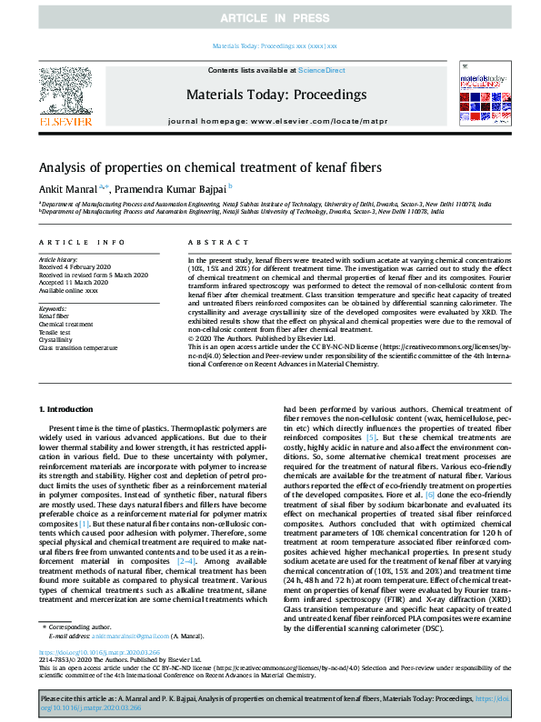 (PDF) Analysis of properties on chemical treatment of kenaf fibers