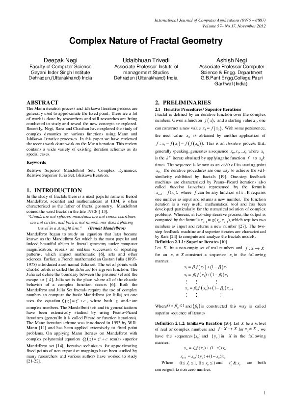 (PDF) Complex Nature of Fractal Geometry