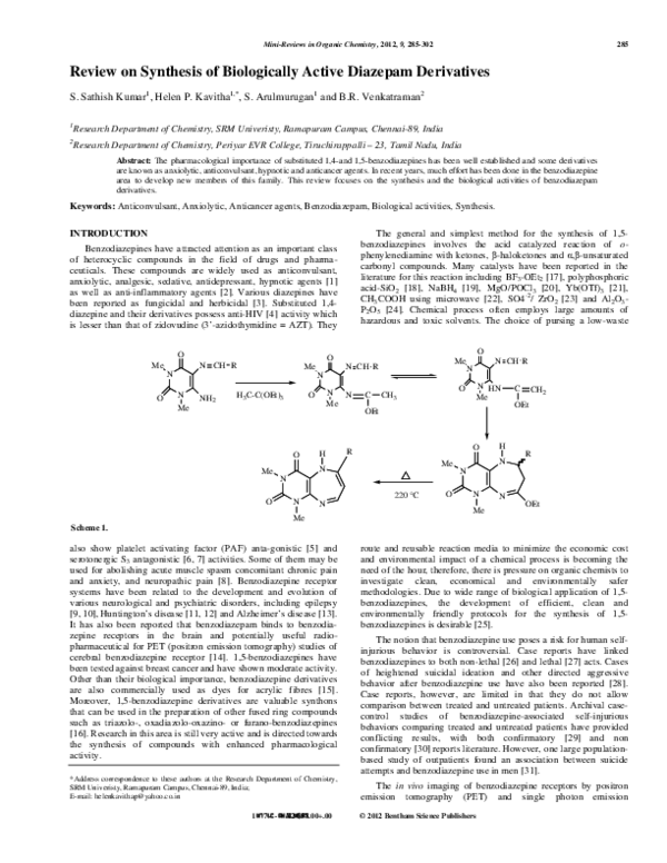 (PDF) Review on Synthesis of Biologically Active Diazepam Derivatives
