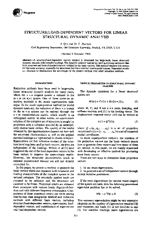 (PDF) Structure/load-dependent vectors for linear structural dynamic ...
