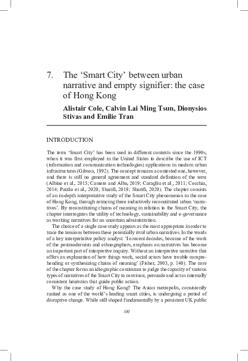(PDF) The 'Smart City' between urban narrative and empty signifier: the ...