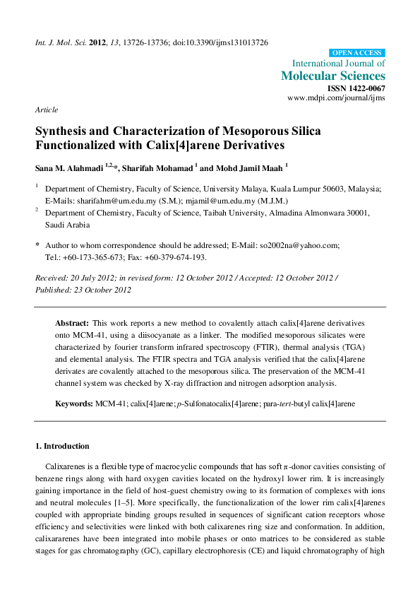 (PDF) Synthesis and Characterization of Mesoporous Silica ...