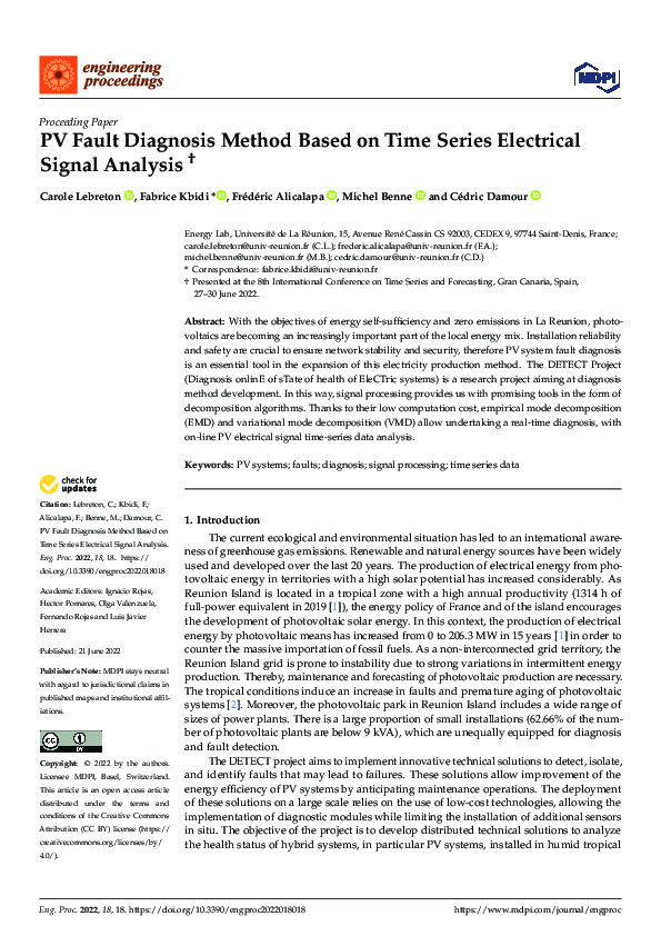 (PDF) PV Fault Diagnosis Method Based on Time Series Electrical Signal ...