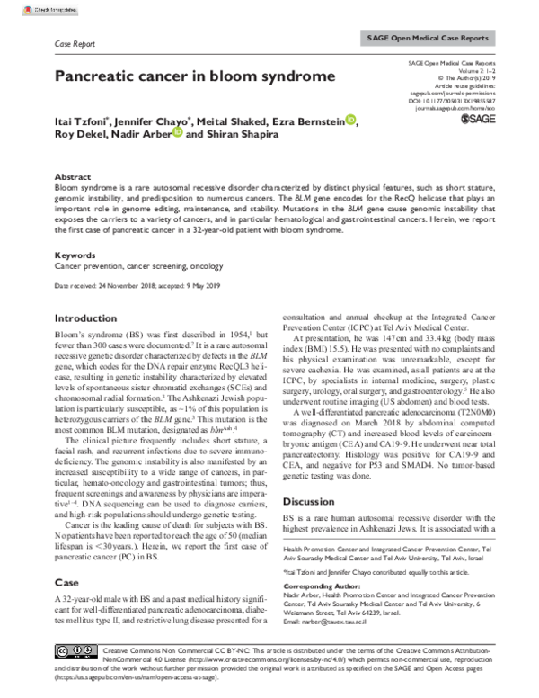 (PDF) Pancreatic cancer in bloom syndrome
