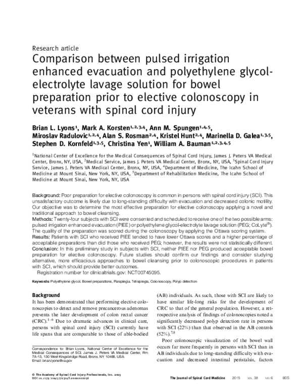 (PDF) Comparison between pulsed irrigation enhanced evacuation and polyethylene glycol