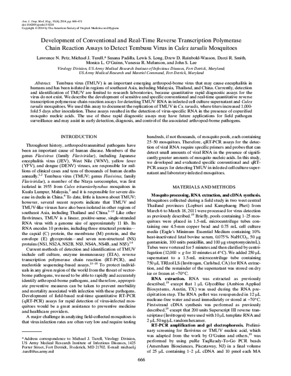 (PDF) Development of conventional and real-time reverse transcription ...