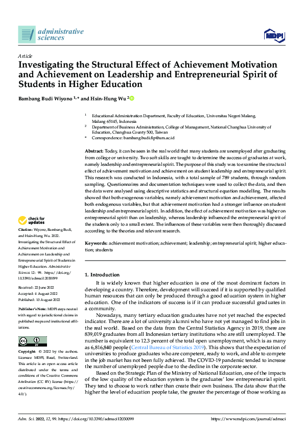 (PDF) Investigating the Structural Effect of Achievement Motivation and ...