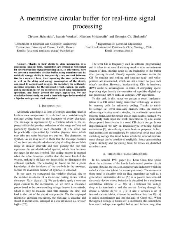 (PDF) A memristive circular buffer for real-time signal processing