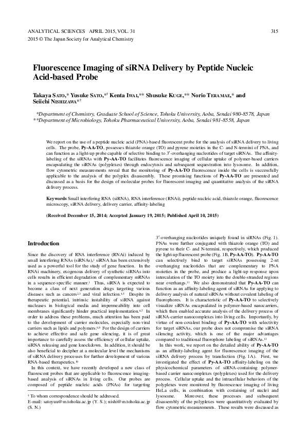 (PDF) Fluorescence Imaging of siRNA Delivery by Peptide Nucleic Acid ...