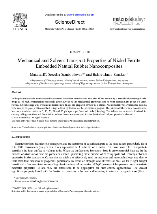 (PDF) Mechanical and Solvent Transport Properties of Nickel Ferrite ...