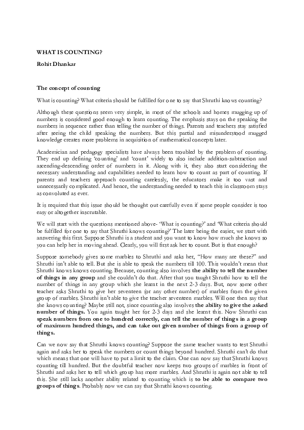  pdf what is counting rohit dhankar academia edu